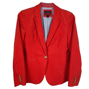 J Crew Campbell Corduroy Blazer Jacket Women’s 12 Bright Red Gold Buttons Preppy